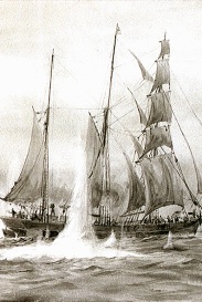 Painting of HMS Merops by William L Wylie